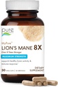 PURE ESSENCE LABS MyPure Lion's Mane 8X - 最大力量大脑支持 100%果实体有机狮的Mane 用于超常认知性能,焦点,以及精神清晰度,30个卡普尔