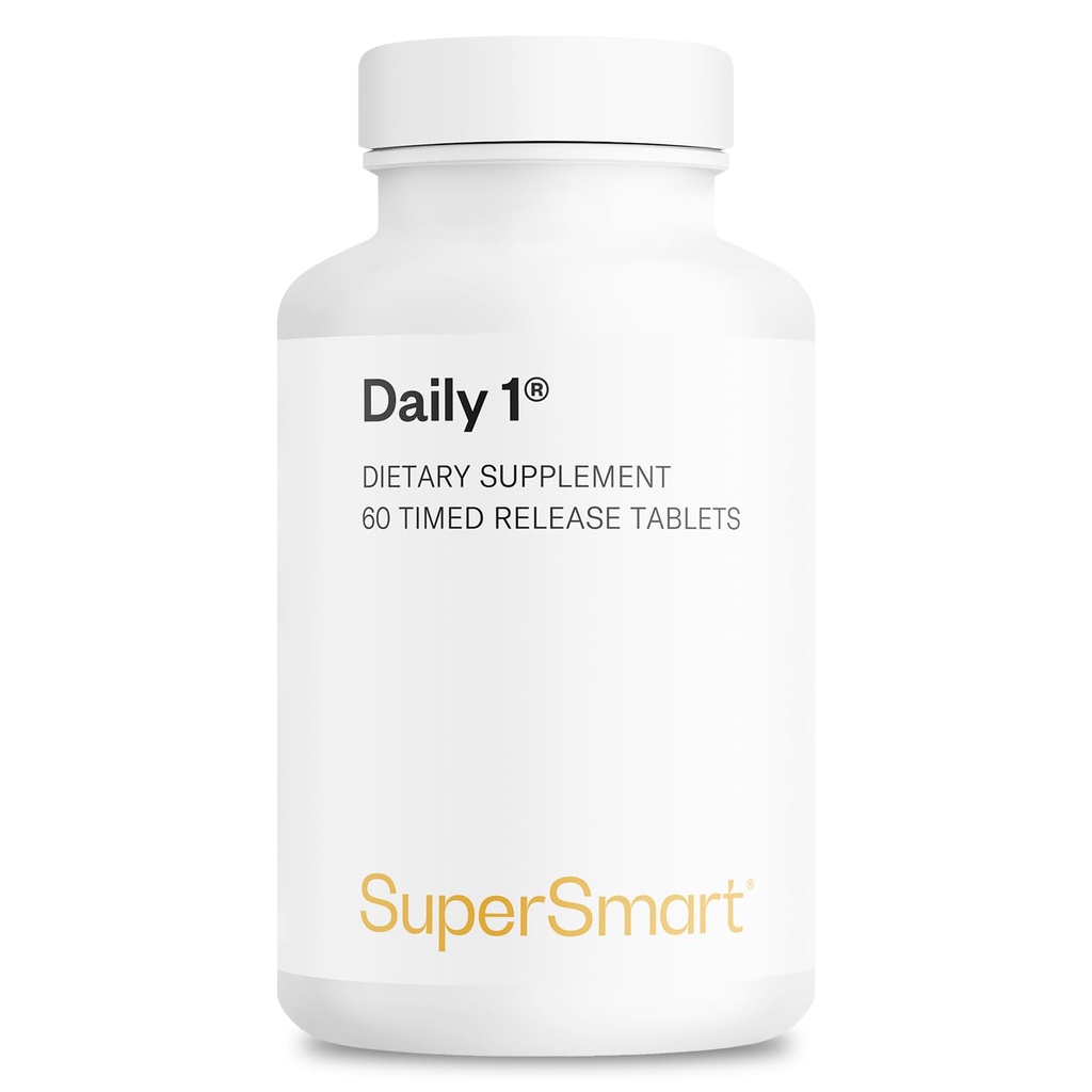 Supersmart - Daily 1® 时间发布 - 女性和男性的多维他命补充品 - 有BioPQQ®,维生素A,B,C,D & E,Biotin,Quercetin & Fisetin | 美国制造 | 非GMO & Gluten Free - 60片