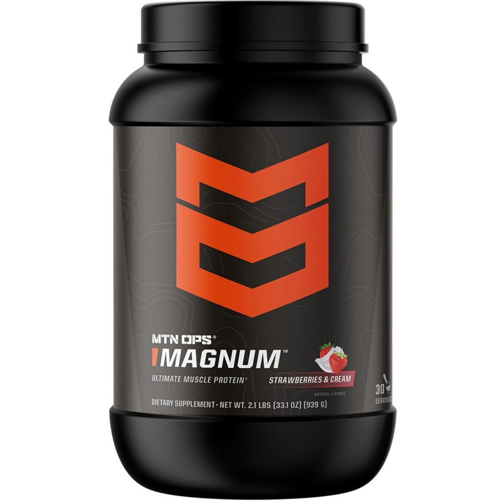 MTN OPS Magnum 草莓蛋白粉,23g 的Whei Isolate 蛋白质和牛奶蛋白与BCAAs,零糖和Gluten Free,草莓和果汁,30-Serving Tub