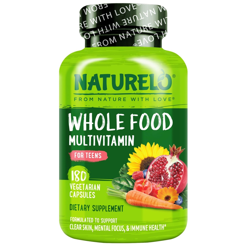 NATURELO 青少年多维特敏 - 全食多维特敏 - 与少年男女矿产品 - 活动儿童补充 - 非GMO - Vegen & Vegetarian - 180 Capsules