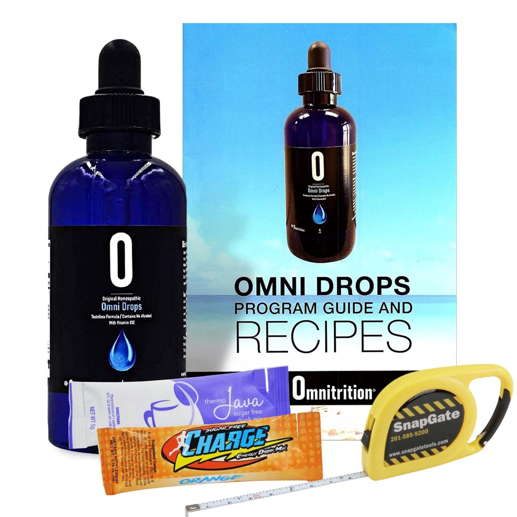 Omni Drop 程序, 认证 Omnitrition - Basic Bundle 包括 *** 4 oz 瓶 Omni Drops 配有维生素 B12 程序指南, 样本和 Snapgate 10 Ft 武警磁带测量