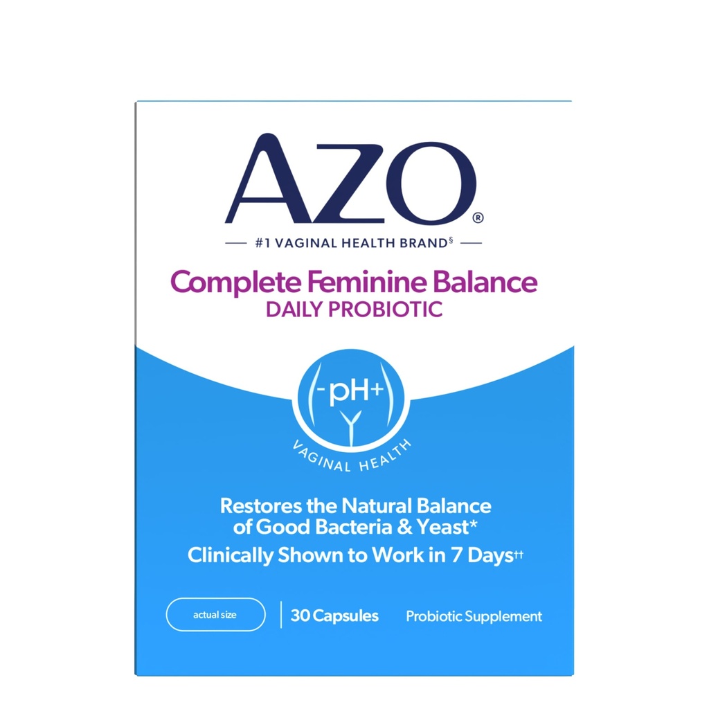 AZO 妇女全面平衡每日阴道避孕药物,临床证明,帮助保护阴道健康,帮助平衡pH和酵母,30个计数