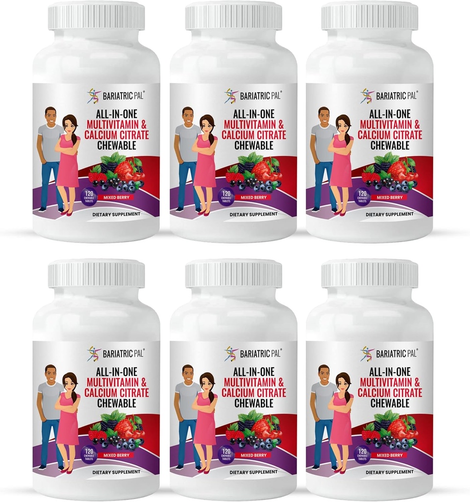 BariatricPal “全天候化学多维素与碳酸钙和铁-混合莓(180天供应)