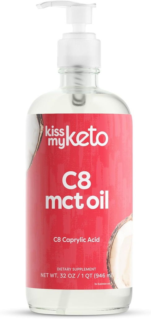 吻我的Keto MCT Oil C8 – 32 oz 纯 C8 MCT Oil Keto Fuel – Bottle with Pump – 高八烷 Caprylic Acid – Keto Pure MCT CoconutOil 脑燃料 液椰 MCTOil Pure