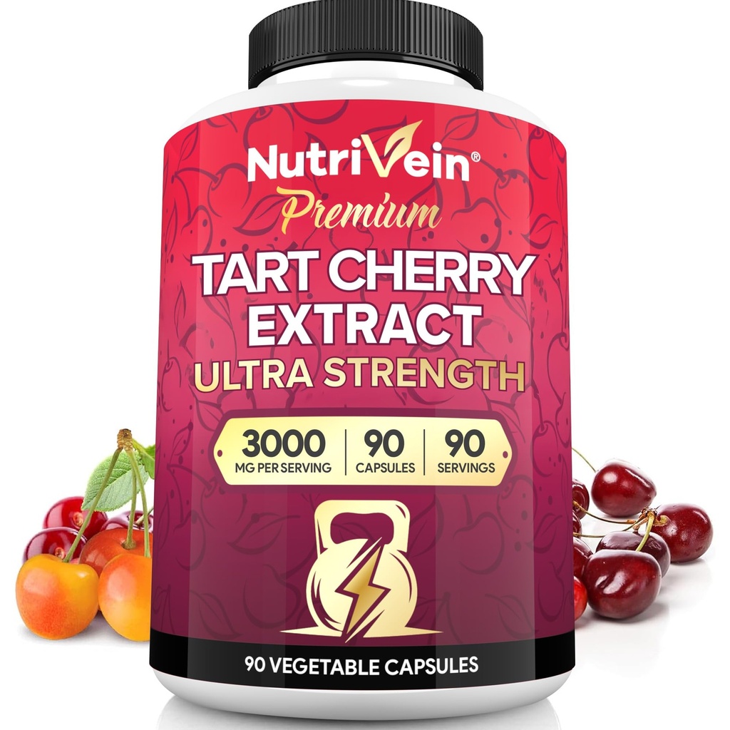 营养素 Premium Tart Cherry Capsules 3000mg:超强的Tart Cherry提取剂,用于运动后恢复,解毒,休息和流动