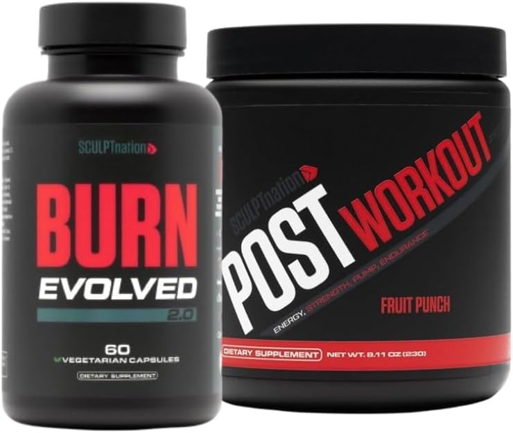 由V Shred Burn Evolved 2.0 和 Workout 水果盒组成的雕塑民族