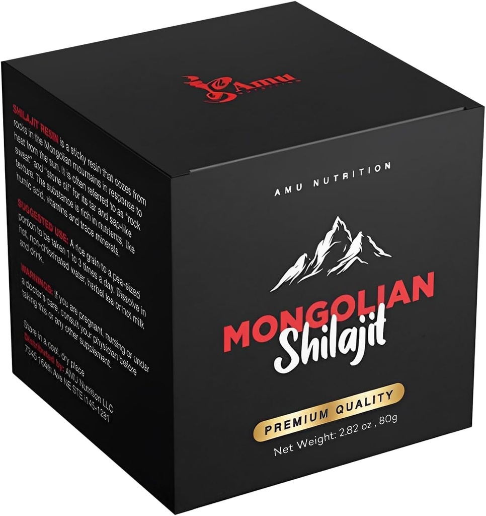 AMU 营养 Shilajit纯喜马拉雅有机物 -- -- 蒙古的收获 -- -- 男子的Shilajit -- -- 富尔维奇酸痕矿物的天然来源 -- -- 80GR