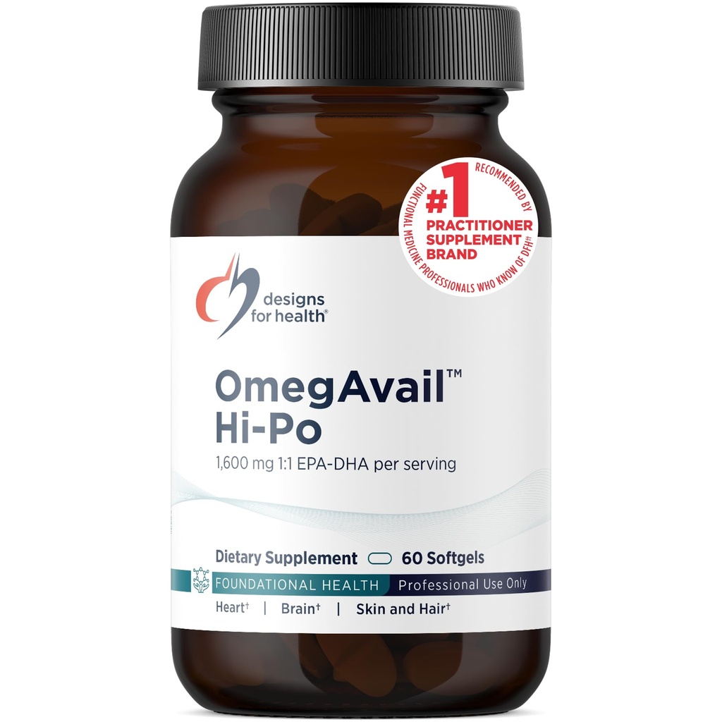 OmegAvail Hi-Po-TG(Triglyceride)Omega-3鱼油补充剂的设计,1600mg EPA/DHA,每服柠檬+维生素E以尽量减少鱼味(60软胶)