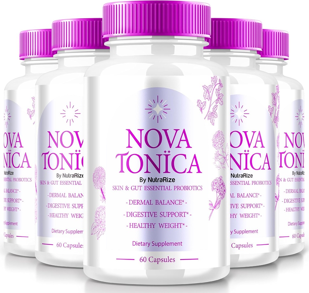 (5 Pack) NovaTonica Capsules, Nova Tonica 支持自然健康和光滑皮肤, 支持水利的超强补充剂, 皮肤增强维生素药丸, Nova Tonic Reviews (300 Capsules)
