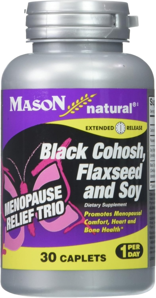 MASON 自然更年期 三重奏: 黑色 Cohosh , Flaxseed, & Soy( 超期发布) - May 缓解热闪光和夜间汗水 *, 支持健康荷尔蒙平衡 *, 30个卡片