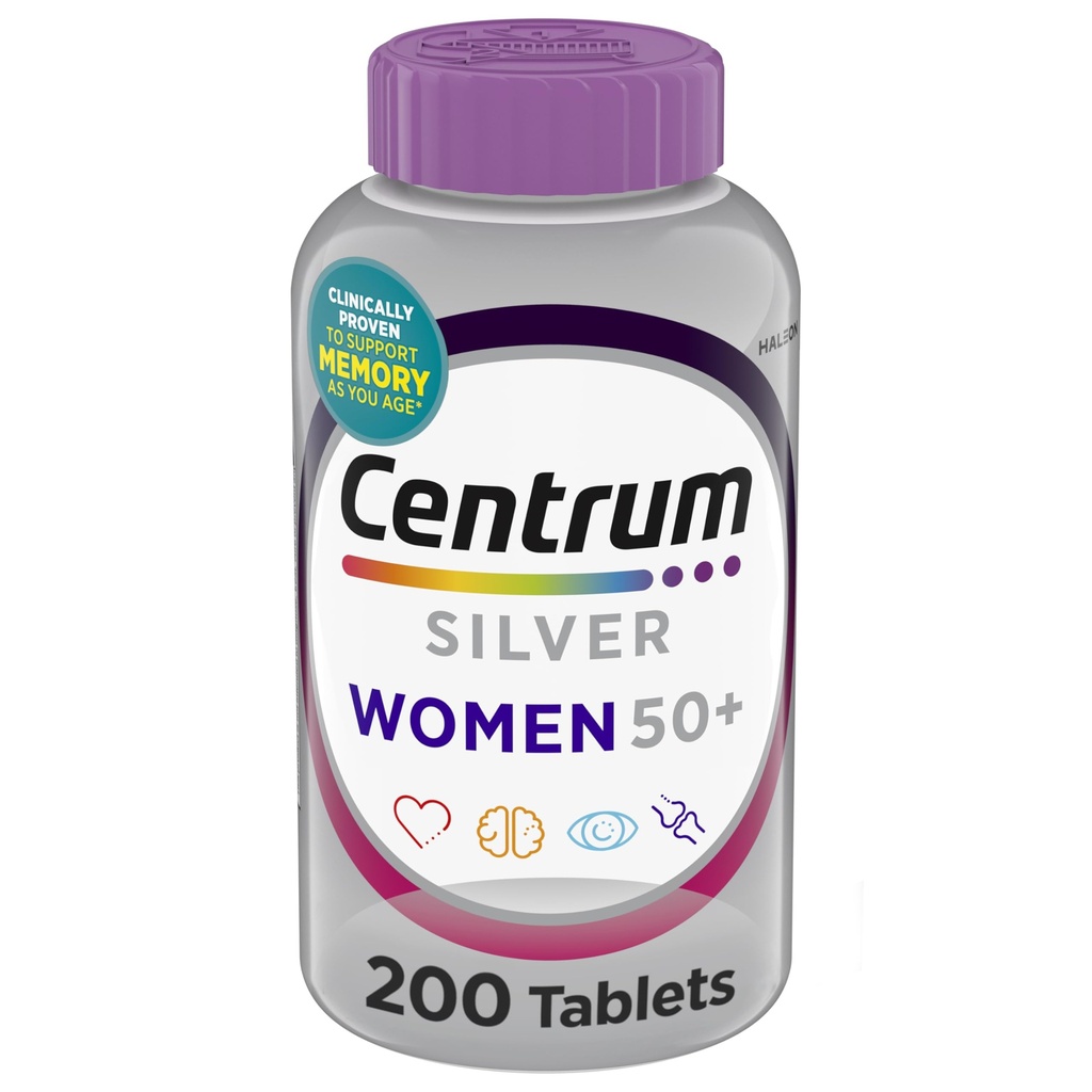 Centrum Silver's Multivitamin for Women Plus, Multivitamin/多minaral 配有维生素D3, B维生素,非GMO成份,支持老年人的记忆和认知——200Ct
