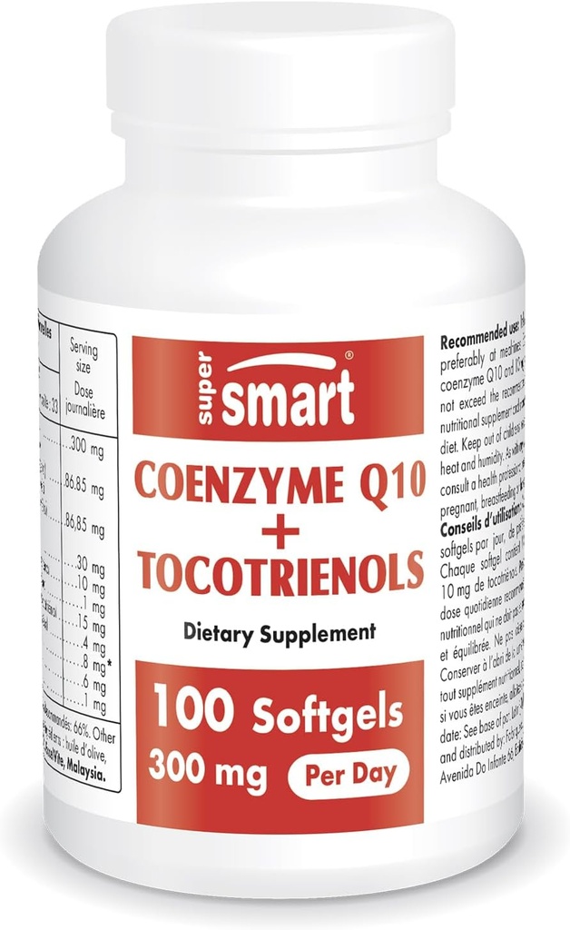 超智能 - Coenzyme Q10 + Tocotrienols 每天300mg (Pateted & Biocopulations) - CoQ10 与 Tocotrienols – Palm Oil extraction → Non-GMO & Gluten Free - 100 软胶