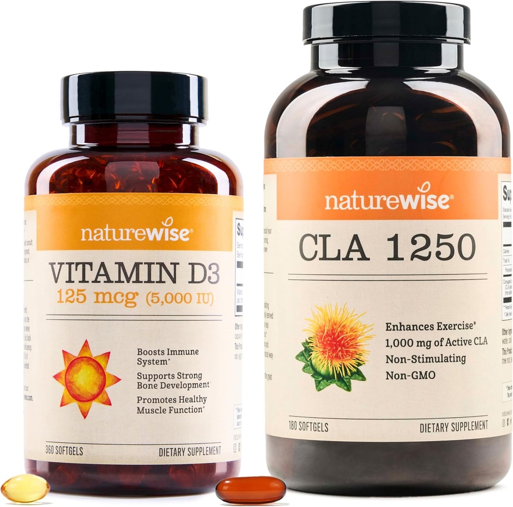 NatureWise维生素D3 5000iu(125 mcg) 1年供应 CLA 1250 自然锻炼增强