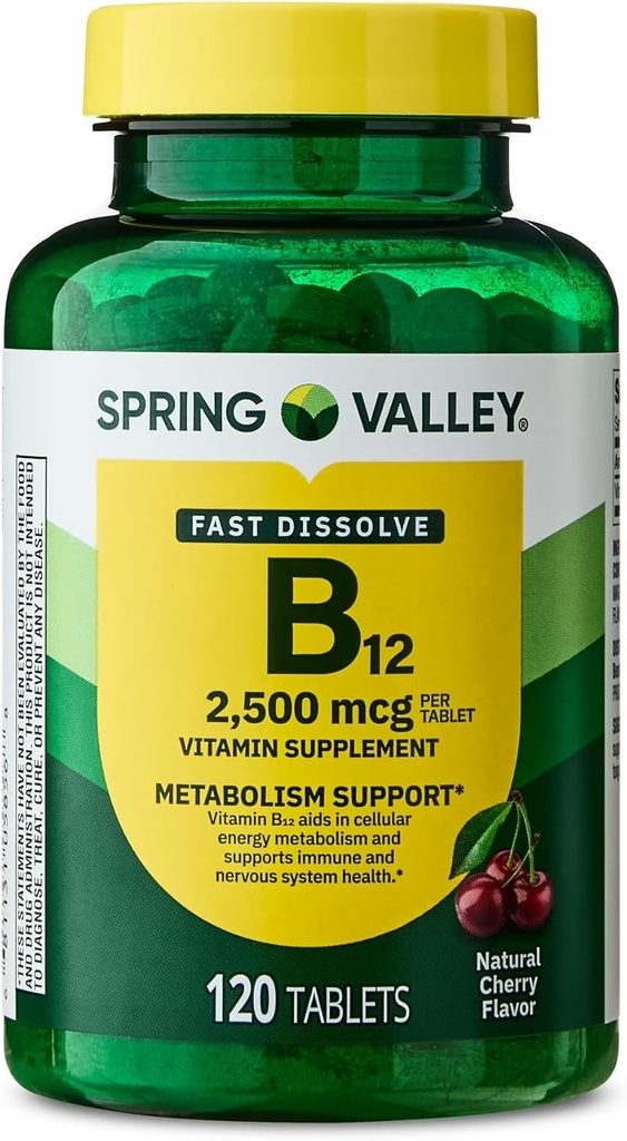 春谷,维生素B12 2500 MCG,B12 快速溶解樱桃Flavor 餐饮补充,维生素B12,120 计数 - 新外观(一包)