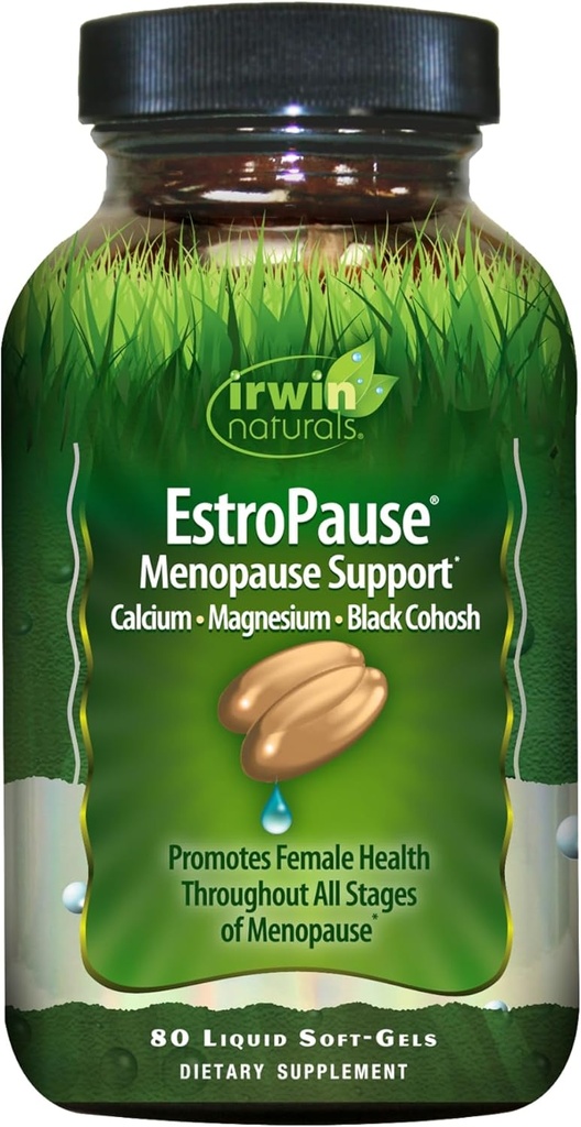 Irwin Naturals EstroPause Menopause Support - 80 Liquid Softgels - Promotes Female Health Throughout All Stages of Menopause with Calcium, Magnesium & Black Cohosh