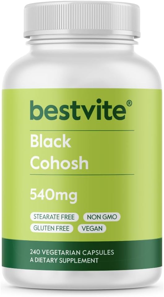 BESTVITE Black Cohosh 540mg(240个植物卡普尔) - 无 Stearates - 无填充器 - Vegan - 非 GMO - Gluten Free