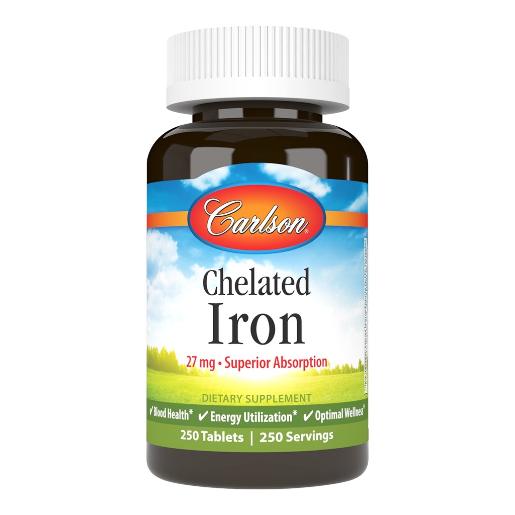 卡尔森实验室 Chelated Iron 27mg, 250平板电脑
