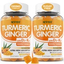 含5 000 IU维生素D3 & K2(MK7)、C-Vegan Turmeric Supplements Gummys for adderns 1500 mg with Black Pepper, Supports Bone, Immune & Drigisive Health - 120 Cts