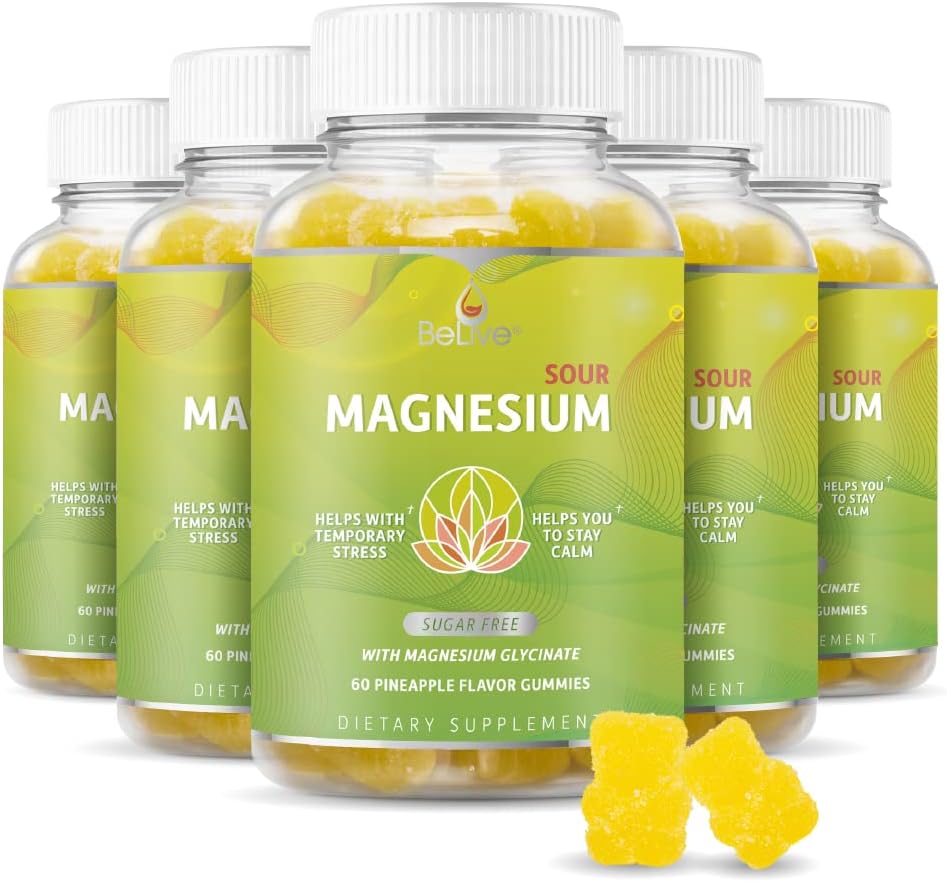 200mg-60Ct 放松、减轻压力和成人与儿童睡眠的磁性甘油补充剂-美味和唐奇菠萝火焰(3)