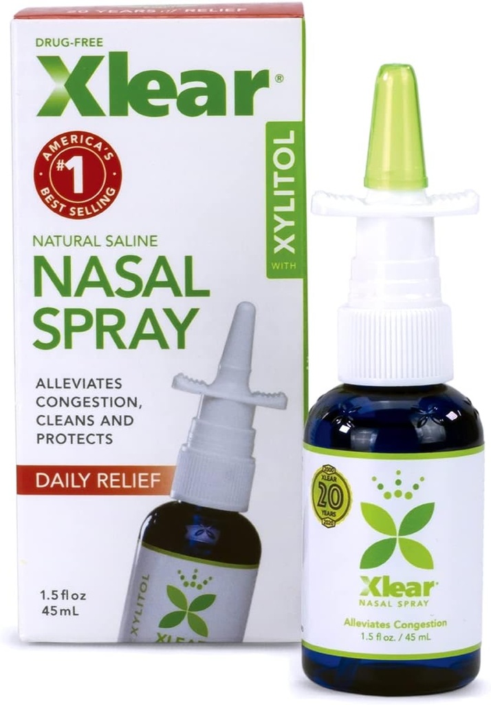 Xlear Natural Nasal Spray with Xylitol, 1.5 fl oz (Pack of 2) (英语).