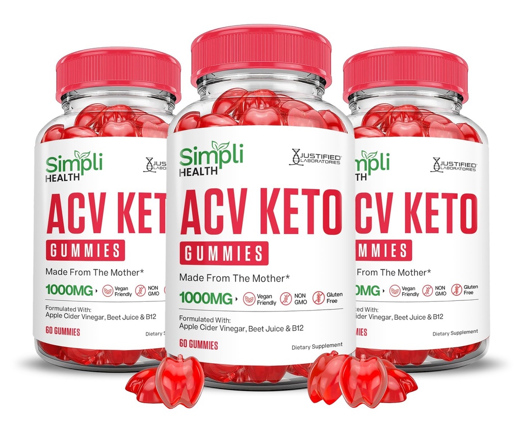 合理实验室(3 Pack Simpli Health Keto ACV Gummys 高级公式 1000MG 苹果苹果苹果苹果苹果醋 配有石榴甜菜汁粉 B12 Vegan Non GMO 180 Gummys)