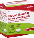 领袖Mucus Relief PE Sinus 摄入量,预期者;鼻腔减震剂,薄膜和Loosens Mucus,立即释放,缓解胸腔摄入量,50片