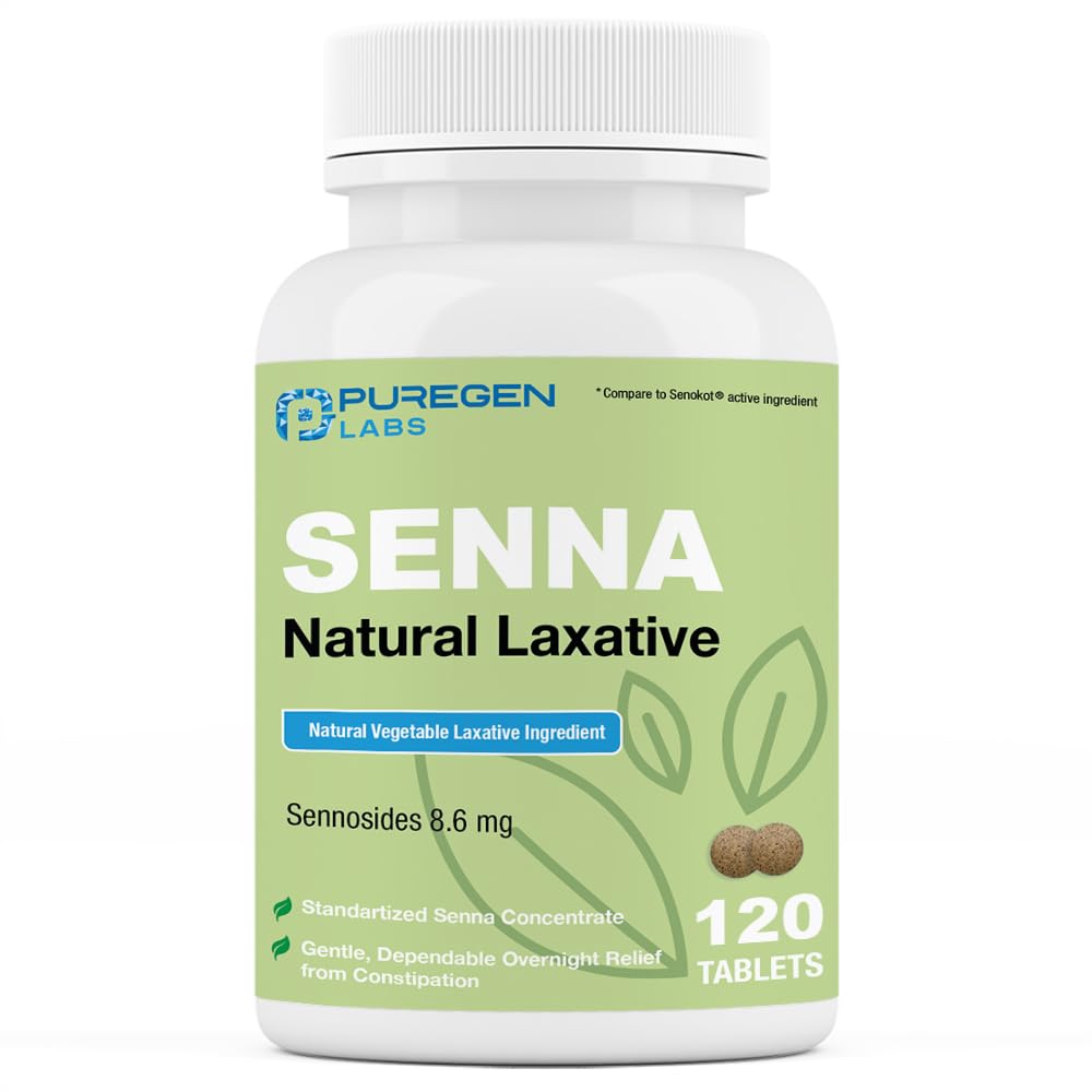 纯源实验室 Senna 8.6 mg 片(120个计数) – 天然 Sennosides 食用草药用于便秘,布洛丁,气体,不规则的缓解