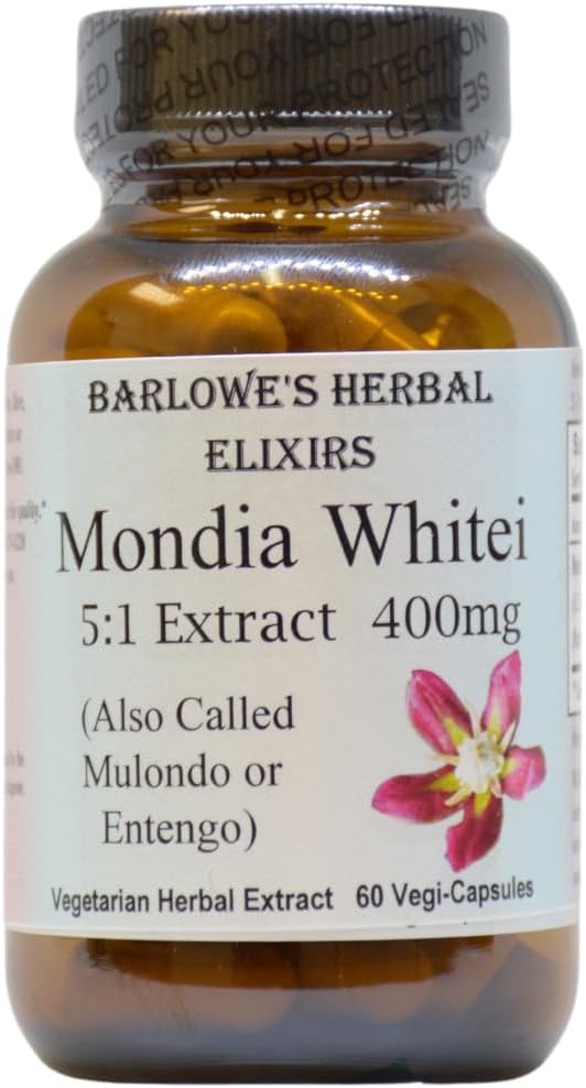 Barlowe 的草药 Elixirs Mondia Whitei 5:1 摘录 | 400 mg Per Capsule | 传统非洲生命力草药 | 60 Vegan Capsules | 清洁,无填充法