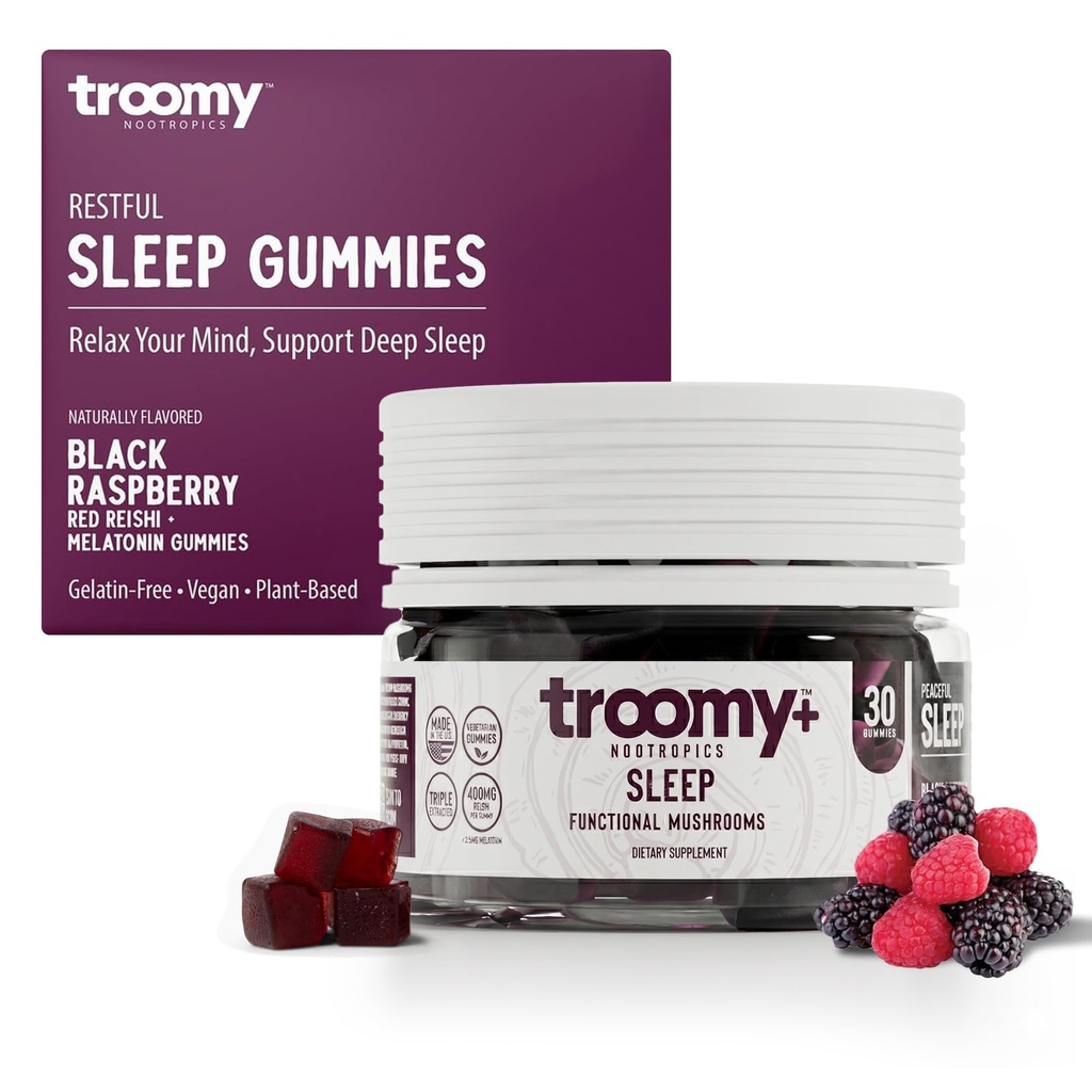 (原始内容存档于2017-07-26). Troomy Sleep Reishi + Melatonin Great Tasting Mushroom Gummys - 支持休眠 - 黑莓 - 30 count