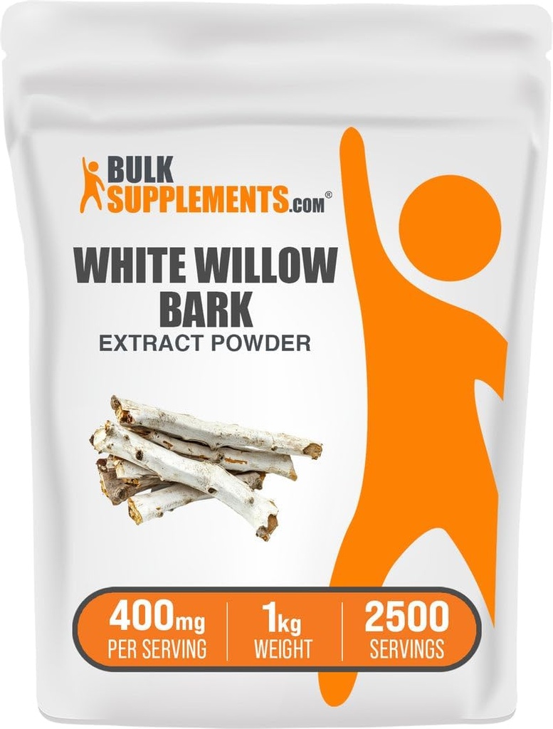 Bulk 补编.com 白柳巴克抽取粉 - 草药补充剂,白柳巴克粉 - 格鲁滕免费,每服400毫克,1kg(2.2磅)(包1)
