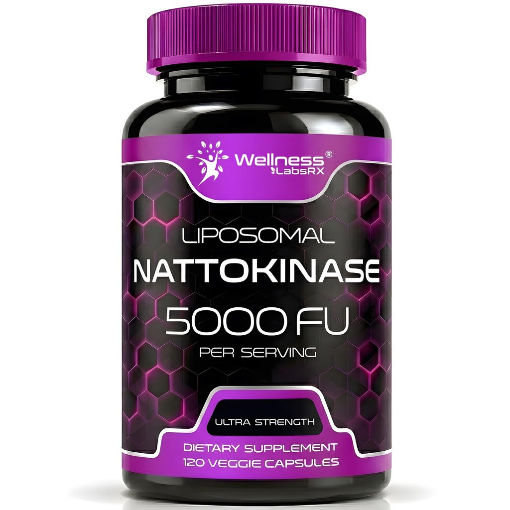 Nattokinase 补充 Capsules 5000 FU,第三方测试 Nattokinase – 来自日本的酶 Natto – Daily Wellness Supports – 120 Counter (Pack of 1)