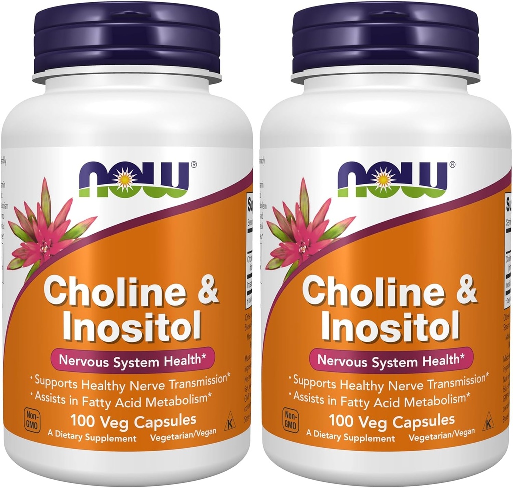 NOW 补充品,Choline & Inositol 500 mg,健康神经传导*,神经系统健康*,100 Capsules(包2)