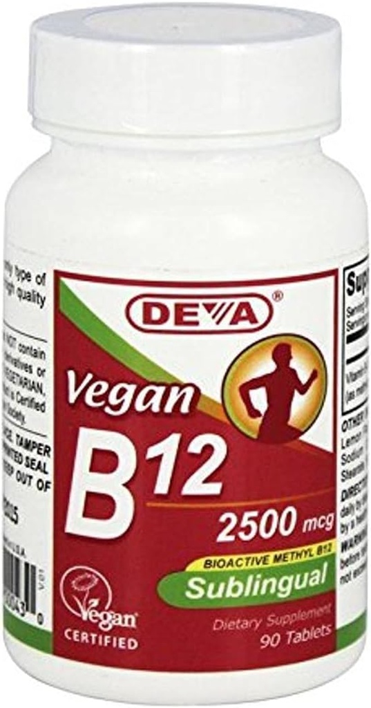 Deva Vegan 维生素 B12 语种, 90 个数