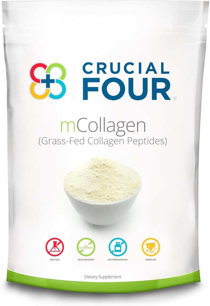 Crucial FOUR - mCollagen (格拉斯联邦柯拉根百合药粉) - 氨基酸 - 完美的体育恢复蛋白补充剂 - 支持头发,皮肤,钉子,以及联合健康 - 有机和非GMO (16oz)