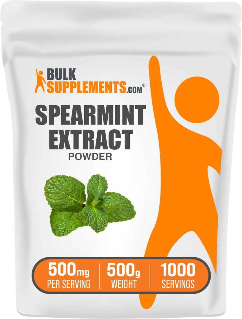 Bulk Assupports.com Spearmint 提取粉末 - Spearmint 补充, Spearmint 粉末 - Spearmint 提取食品等级, Vegan & Gluten Free, 每架500mg, 500g (1.1磅)
