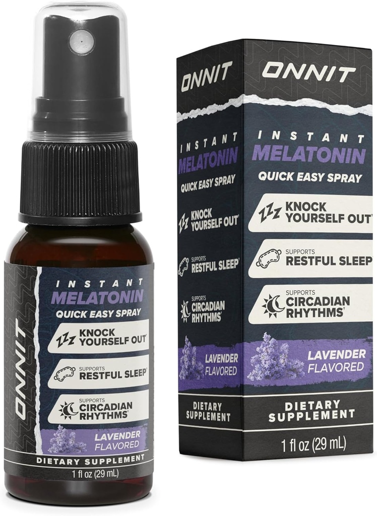 ONNIT 美拉图宁液体睡眠支持喷洒,IGENTM 非GMO测试,拉凡德火焰,成人睡眠支持,每喷洒3mg的美拉图宁,1 fl oz