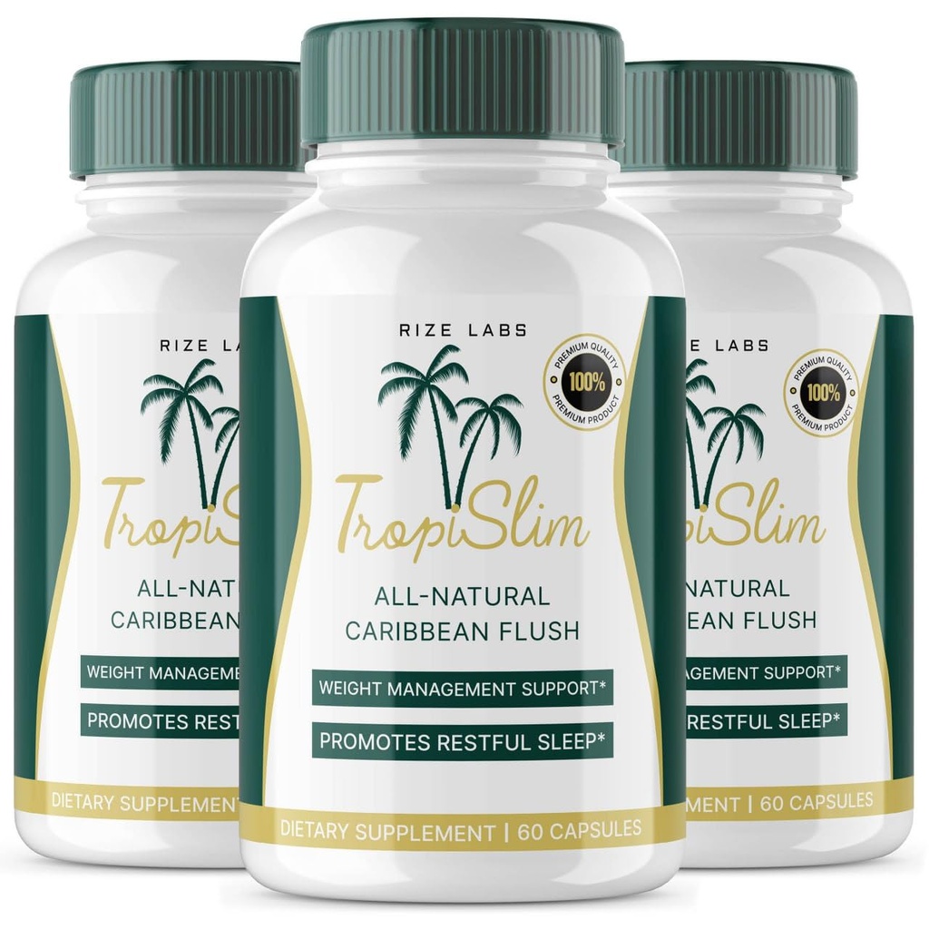 (Official 3 Pack) Tropislim, Tropislim All Natural Caribbean Flush,体重损失补编,Tropislim Slimming Capsules for Women, 健康生活方式+Leaner Physique,热带评论(180 Capsules)