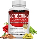 Toplux Berberine 配有锡兰桂和Bitter Melon 2100mg - 高纯度 97% HCL Berberine 补充品,支持整体健康和免疫系统,Non-GMO Vegan 90 Capsules