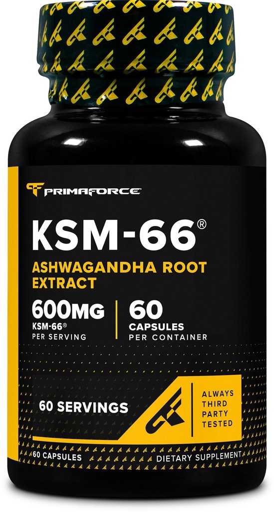 Primaforce KSM-66 Ashwagandha 根提取(600mg) 60 维吉卡普尔-5% Whatanolides with BioPerine