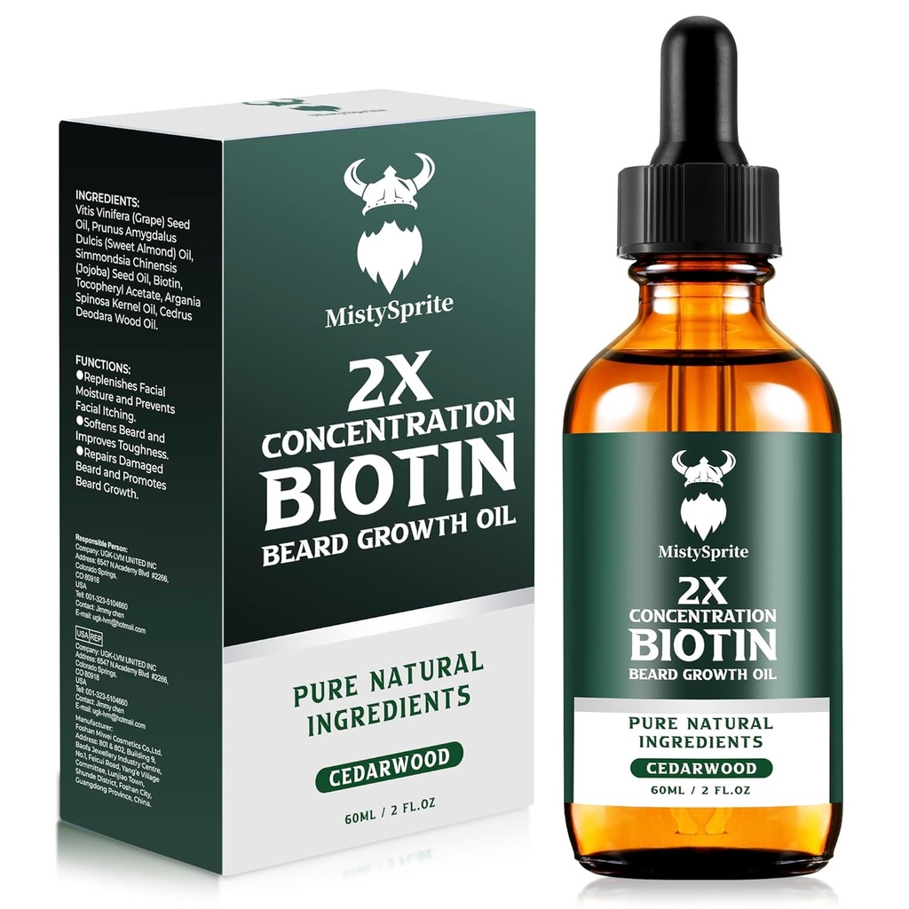熊增油 - 2X 富集生物锡 熊增油 男子(2 oz) - 天然人类 熊增油与Argan Oil, Jojoba Oil and Vitamin, 胡子增殖软化剂,摩斯提尔(柴达木)