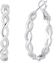 925 Sterling Silver Earings hops for Women 轻量级的Twisted Hoop Earings 配有立体齐尔科尼亚假阳性Horings(20/30/40/50/60MM)
