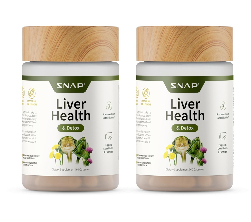 Snap Suppers Liver Health & Detox Supplements - 对肝脏和消化性健康的自然支持,60个植物卡普尔(2-Pack)