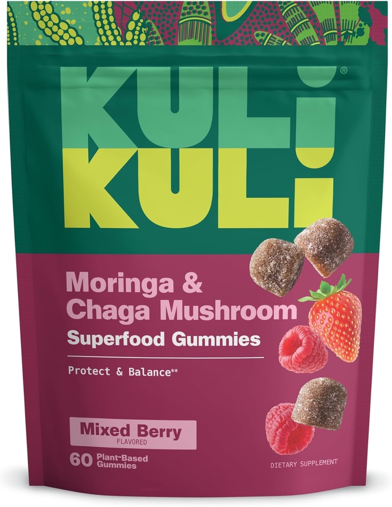 Kuli Kuli 超级能源 Gummys - 配有莫林加的能源补充,咖啡因-无天然能源促进器 - 60 非GMO,Gluten-Free Moringa Gummys