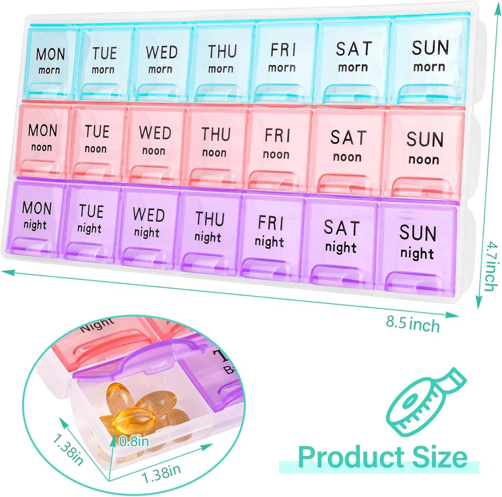 大型每周药丸组织者 3 Times A Day,Travel Pill cases, Moisture-Proof 7 Day Pill Contaner, Pills Vitamin Fish Oil Supplors, Medicine Organizations (2Pack) 互联网档案馆的存檔,存档日期2014-03-2.