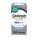Centrum Silver Multivitamin for Men 50 Plus, 多种矿物质补充剂,维生素D3, B-维生素和锌, Gluten Free, 非GMO 成份,支持老年人的记忆和认知 - 100 Ct.