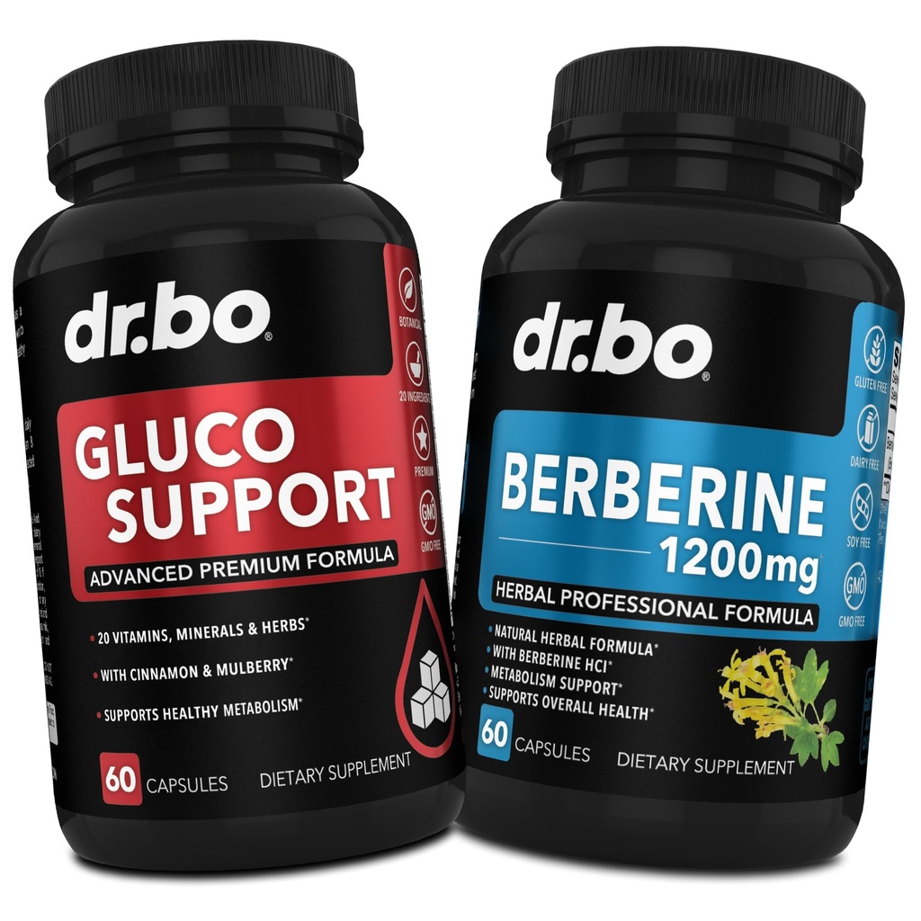 DR. BO代谢支持与柏柏林补充Capsules - 带有维生素草药配方的催化代谢 - 1200mg Berberine HCL 对女性和男性的健康代谢支持补充