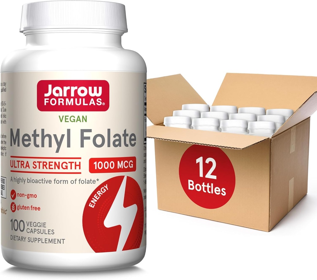 Jarrow Formules Methyl Folate 1000 mcg, 膳食补充,用于细胞能量支持的甲基Folate, 100 Veggie Capsules, 100 Day Supply, (12包)