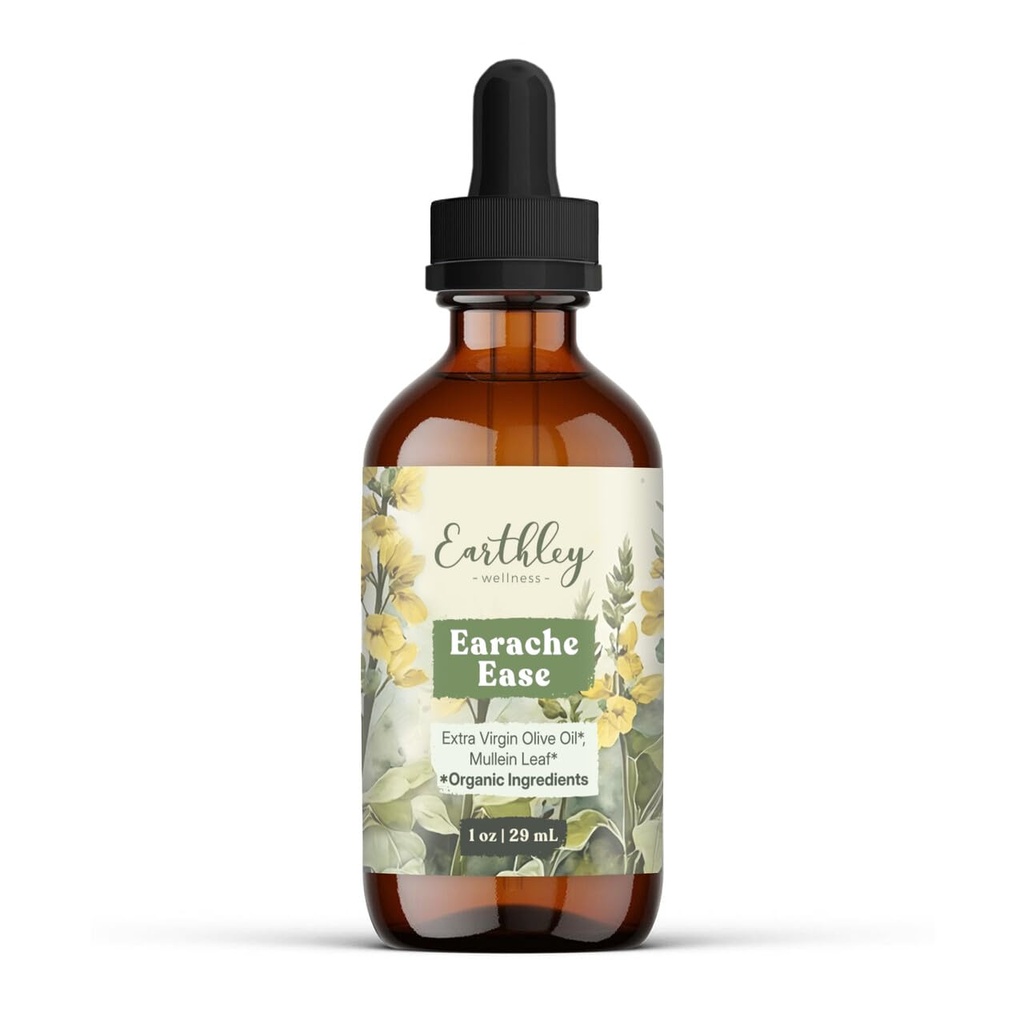Earthley Wellness Earache Ease, 认证有机成份、Mullein叶和橄榄油,包装 May Vary(1 oz)