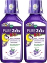 Vicks Pure Zzzs Kidz Melatonin,儿童梅拉托宁液体,睡眠援助,无药,液体梅拉托宁1mg,配有Chamomile & Lavender,梅拉托宁儿童睡眠援助,Snooze Berry Flawared,2 Pack,24 FL OZ