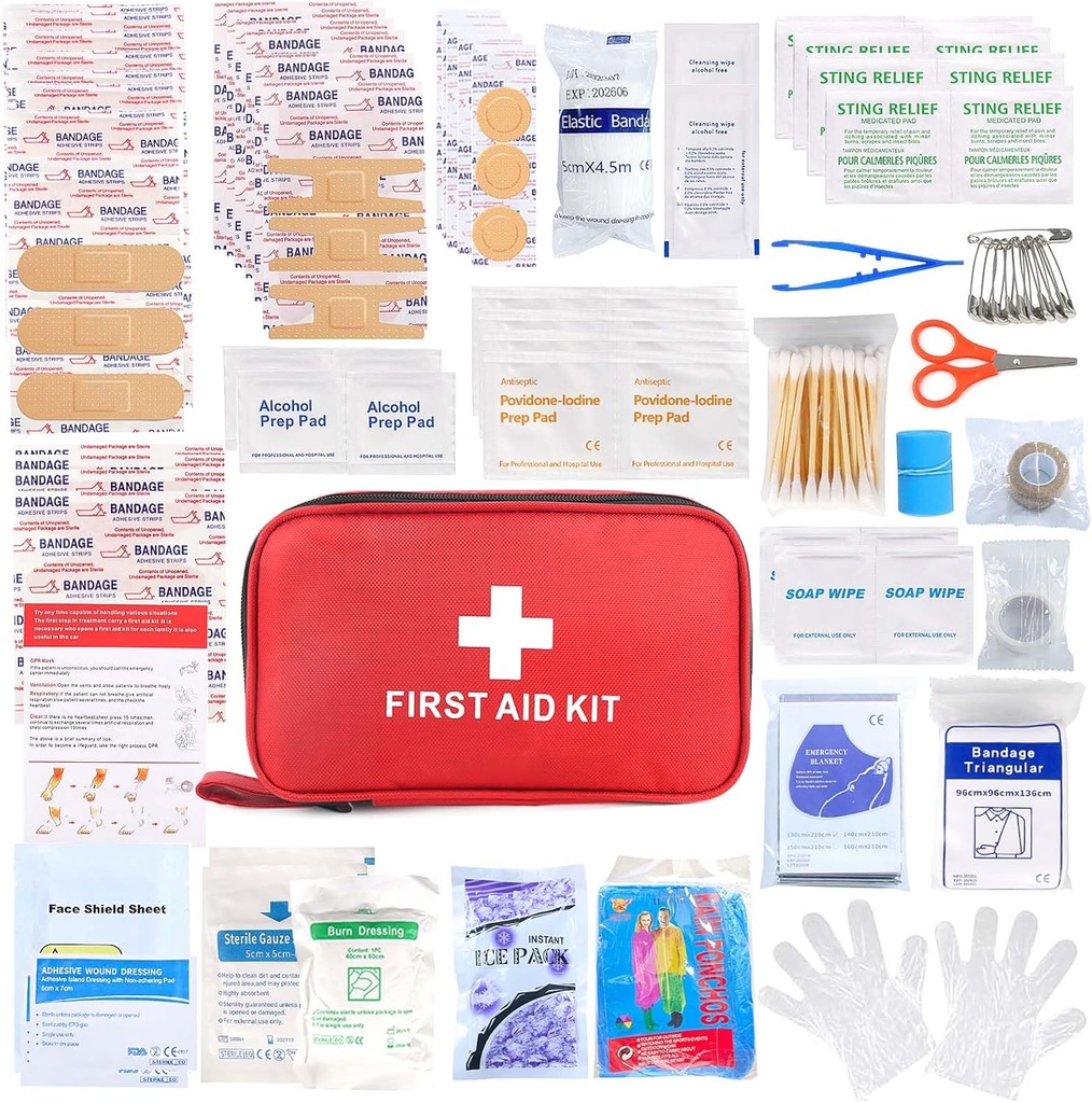 First Aid Kit 194 Piece Emergency Kits for Hiking Camping Trauma Kit for Boat Vehicle Compact Aid Kit for for Home Car Travel Outdoor Survival